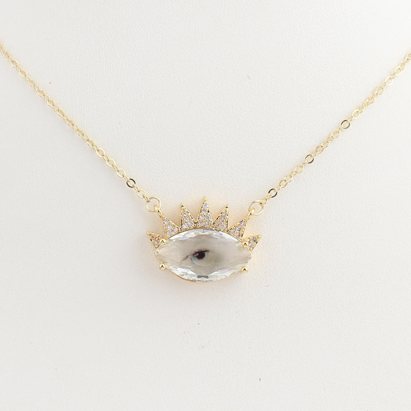 Wholesale Devil Eye Clear Zircon Necklace with Zircon Eyelashes Necklaces